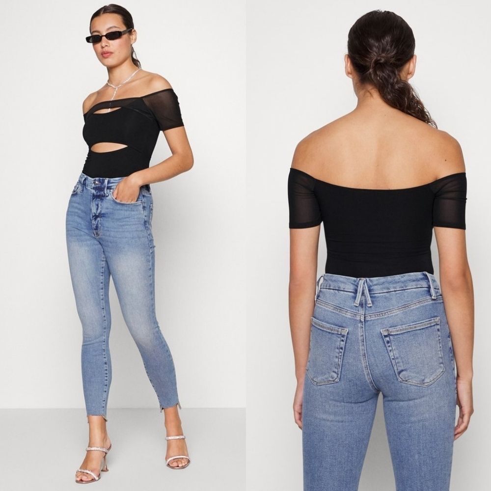 NWT|Good American Black Off Shoulder Cut Out Bodysuit, 6 - Picture 2 of 10